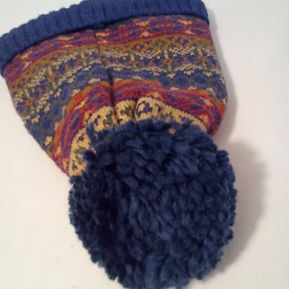 Gap Kids Pom Hat Beanie Boys L XL Pattern Blue Red Green - Picture 12 of 12